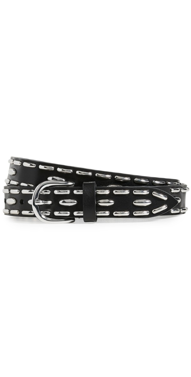 Isabel Marant Big Studs Leather Zap Belt Black