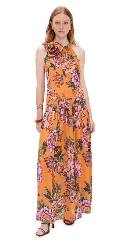 FARM Rio Wonderful Bouquet Orange Maxi Dress Wonderful Bouquet Orange