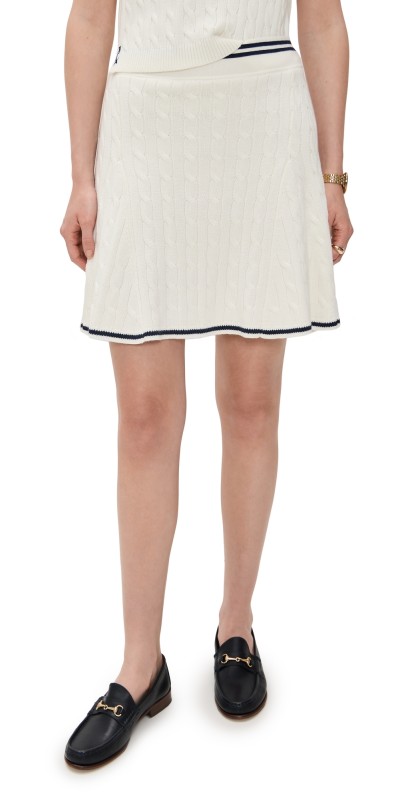 RLX Ralph Lauren Wool Blend Cable Knit Skort White Splash/Refined Navy
