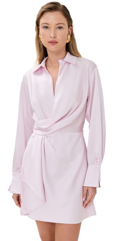 SIMKHAI Talit Draped Front Mini Dress Ballet Pink