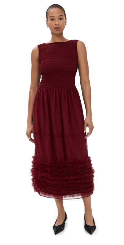 Molly Goddard Misty Dress Burgundy