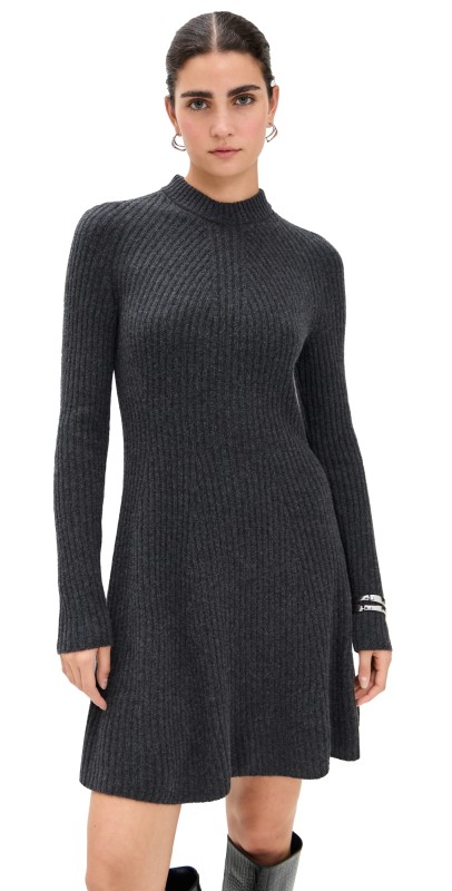 Theory Traveling Rib Dress Charcoal