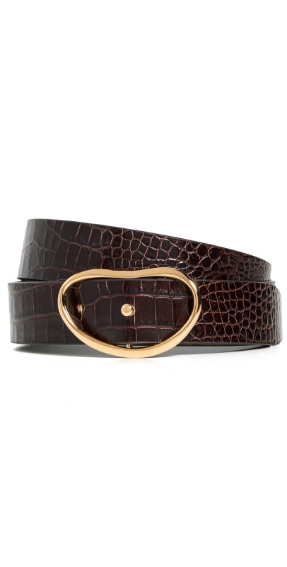 Lizzie Fortunato Wide Georgia Belt In Brown Croc Brown
