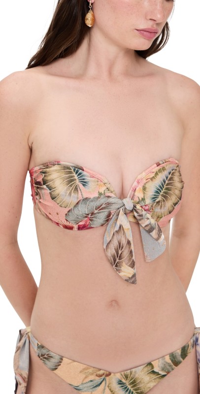 Zimmermann Coco Scarf Tie Bikini Top Pink Multi Floral