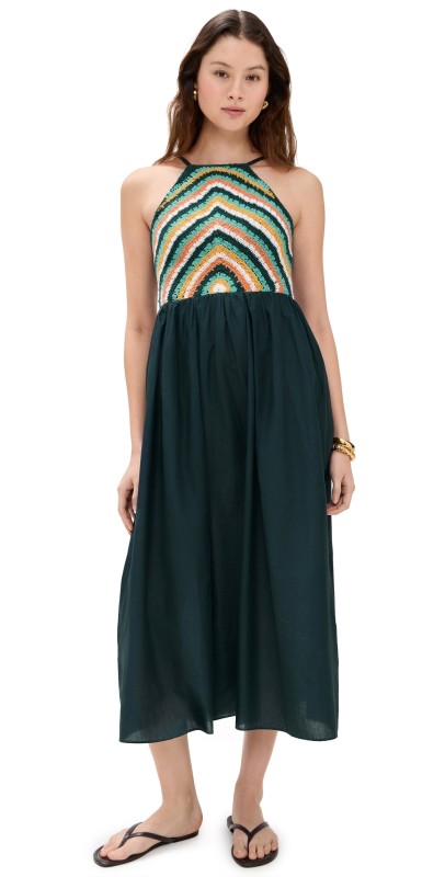 Playa Lucila Crochet Halter Dress Green/Crochet
