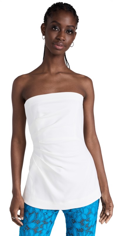 Proenza Schouler Matte Viscose Crepe Strapless Top White