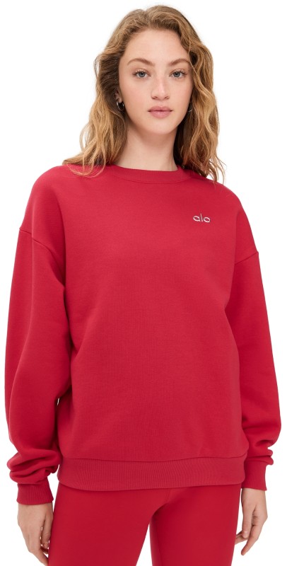 Alo Yoga Accolade Crew Neck Pullover Red