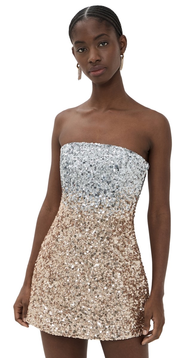Retrofête Kameron Embellished Dress Silver/Gold