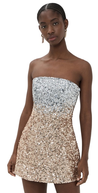 Retrofête Kameron Embellished Dress Silver/Gold