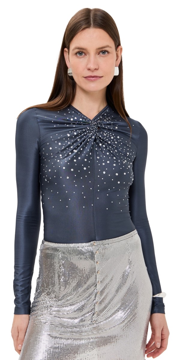 rabanne Twist Front Long Sleeve Top Ardoise