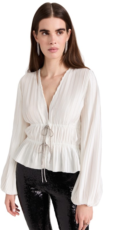 WAYF Tie Front Blouse Ivory