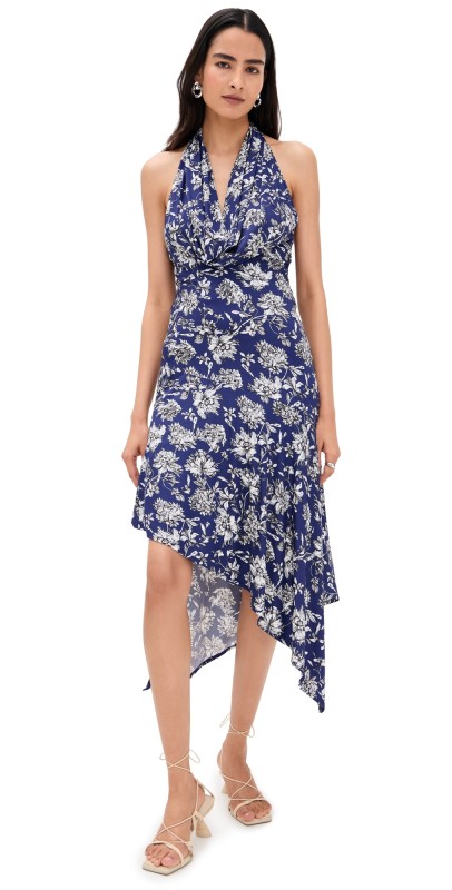 alice + olivia Dani Midi Dress BLOOMING WILD INDIGO