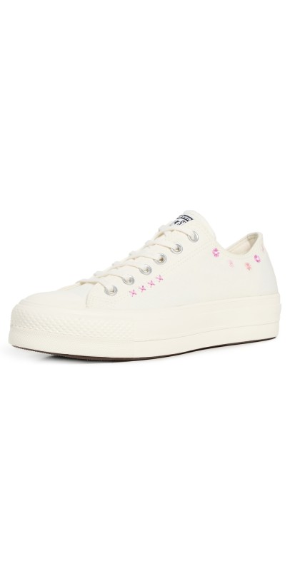Converse Chuck Taylor All Star Lift Floral Embroidery Low Top Sneakers Egret/Sugar Berry/Cactus Bud