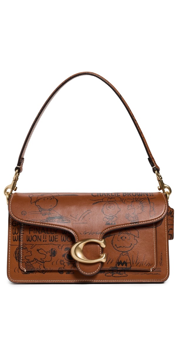Coach Coach x Peanuts Newspaper Print Tabby Shoulder Bag B4/Hazelnut/Mult