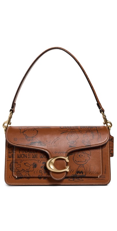 Coach Coach x Peanuts Newspaper Print Tabby Shoulder Bag B4/Hazelnut/Mult