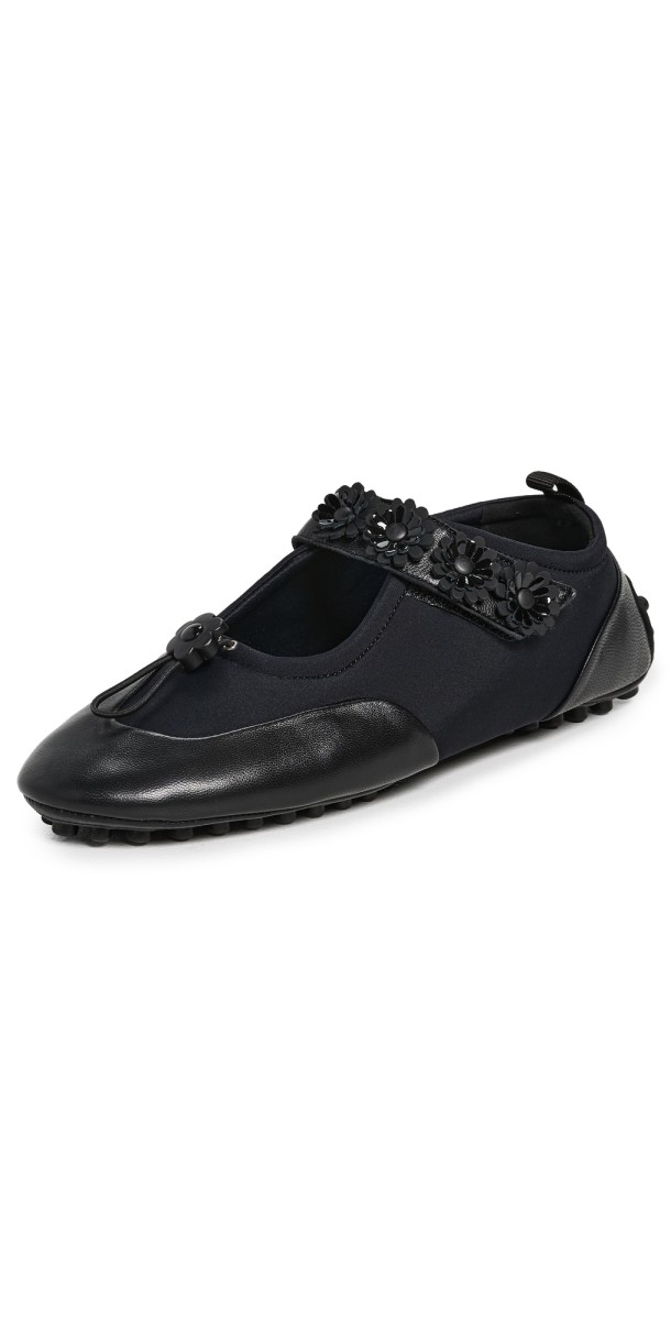 Cecilie Bahnsen Neoprene Bess Mary Jane Flats Black