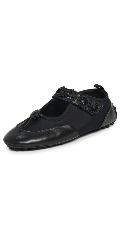 Cecilie Bahnsen Neoprene Bess Mary Jane Flats Black