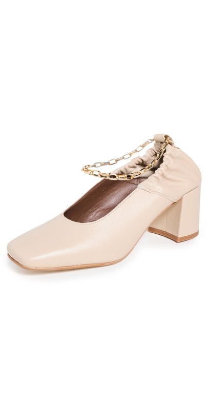ALOHAS Agent Anklet Leather Pumps Stone Beige