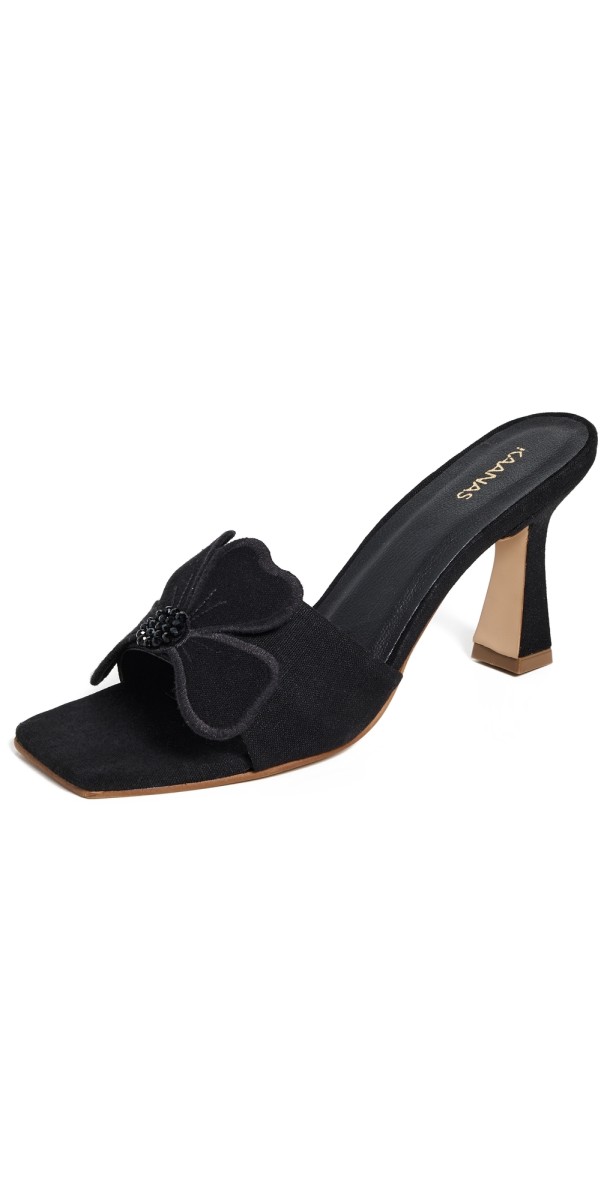 KAANAS Dune by Lun Flower Applique High Heels Black