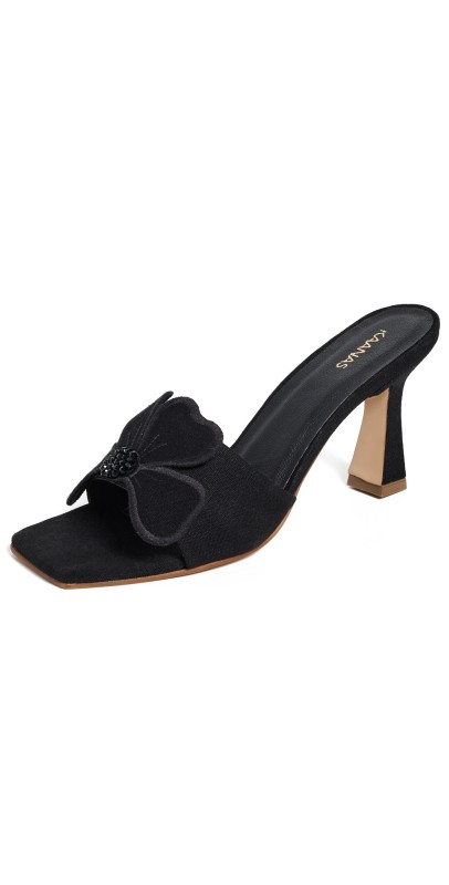 KAANAS Dune by Lun Flower Applique High Heels Black
