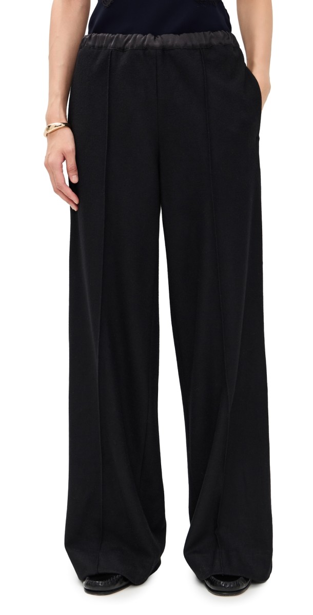 Vince Mid Rise Satin Combo Pull On Pants Black