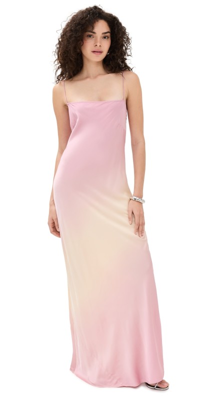 Good American Satin Slip Maxi Dress Sunset Gradient004