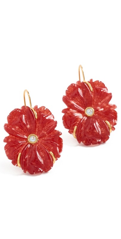 Lizzie Fortunato New Bloom Earrings in Poinsettia Dark Red