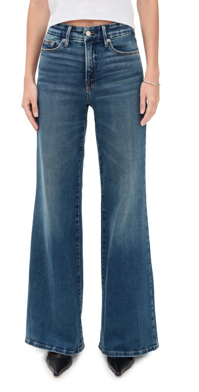 Good American Soft Tech Good Waist Palazzo Jeans Indigo986