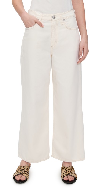 rag & bone Featherweight Andi High Rise Wide Leg Jeans Ecru