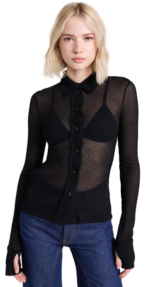 Helmut Lang Sheer Rib Shirt Black