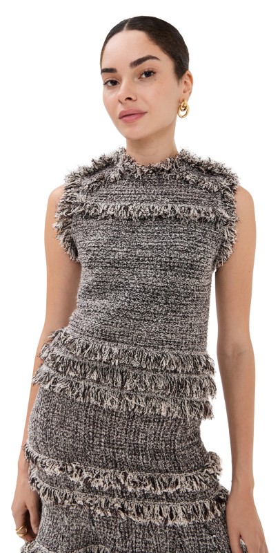 Ulla Johnson Kassi Knit Tweed Sleeveless Top Dawn