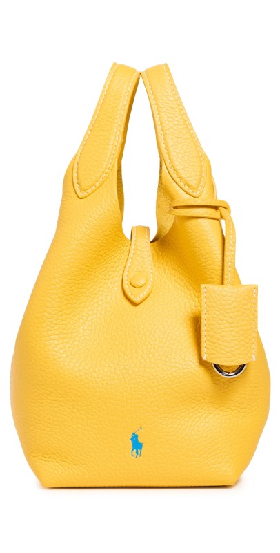 Polo Ralph Lauren Shiny Drum Pebble Crossbody Bag Canary Yellow