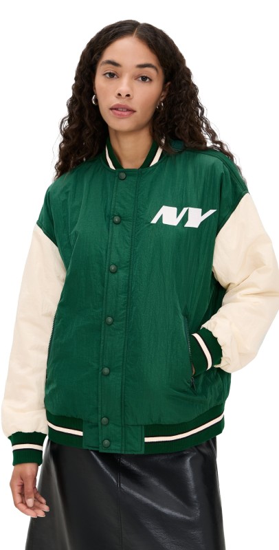 Terez Jets Colorblock Bomber Jacket Jets Green/Sugar Swizzle