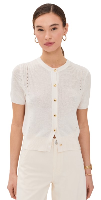 rag & bone Dina Cotton Cash Cardigan Ivory