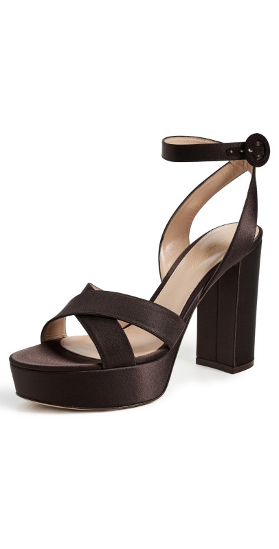 Gianvito Rossi Sabrina Satin Heeled Sandals Moka