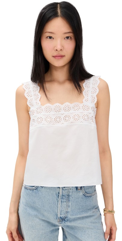 FRAME The Eyelet Tank White
