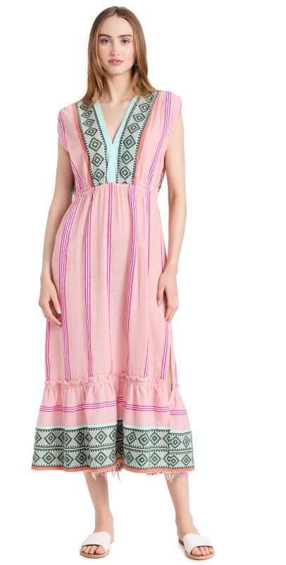 lemlem Rosa Sleeveless Plunge Neck Dress Multi Petal