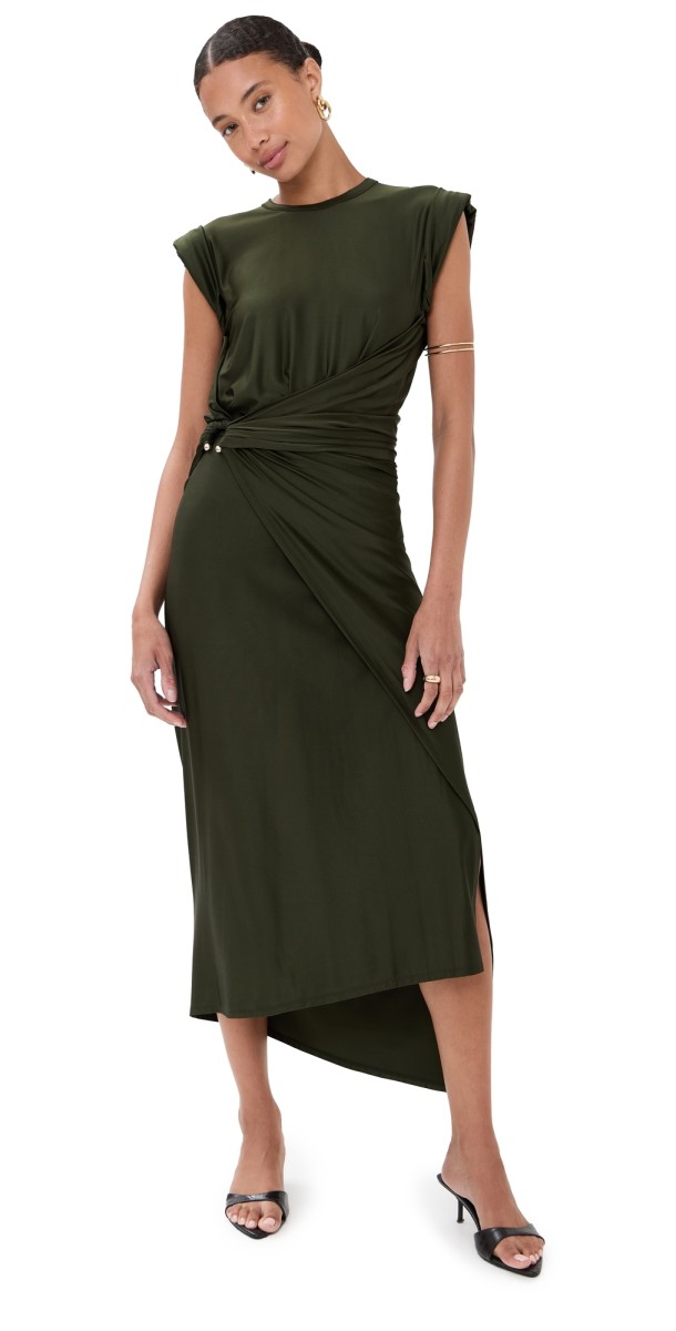 rabanne Draped Long Dress New Khaki