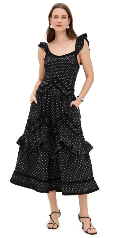 LoveShackFancy Brin Dress Midnight Snowfall