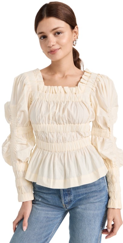 Sea Steph Cotton Long Sleeve Top Cream