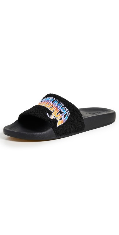 Casablanca Embroidered Terry Sliders Black Multi