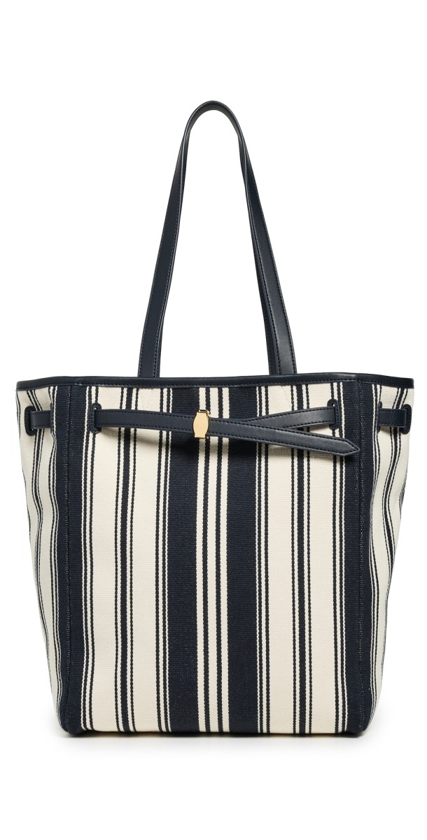 Veronica Beard Stripe Canvas Tote Navy Mult