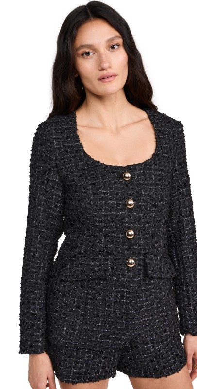 Amanda Uprichard Long Sleeve Kya Romper Black