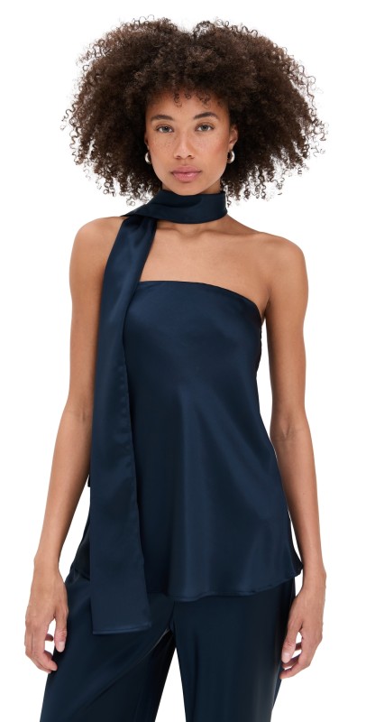 Reformation Sienna Satin Top Midnight