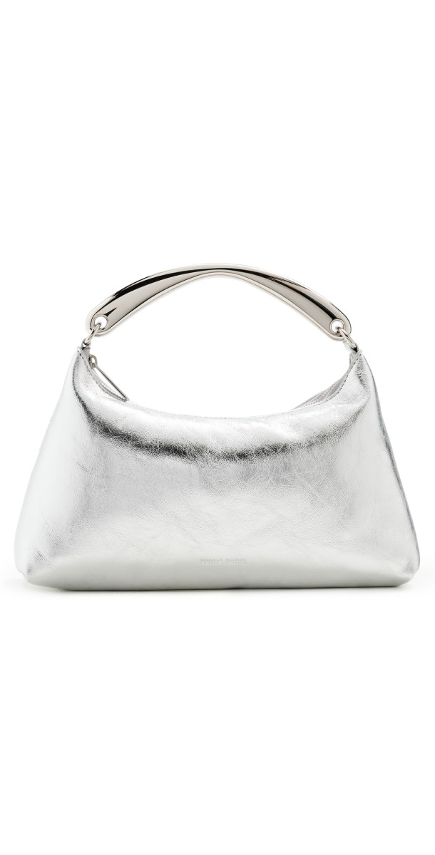 Mansur Gavriel Metal Handle Rhea Bag Silver