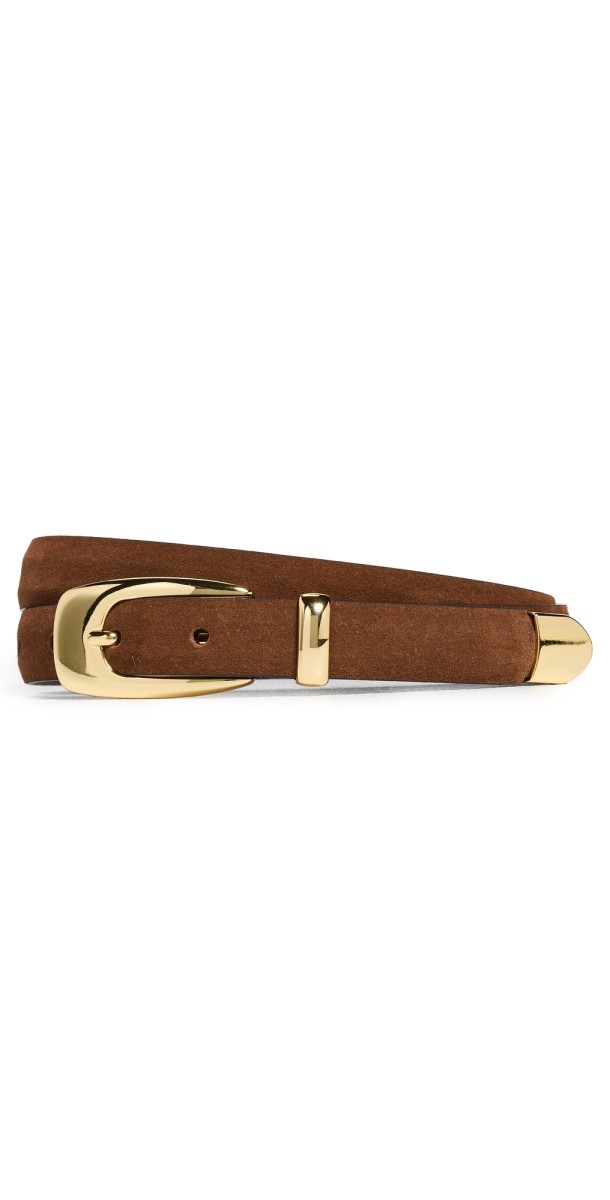 Anderson's Skinny Suede Leather Belt Mid Brown