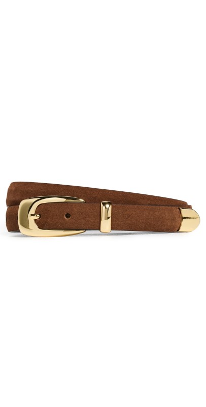 Anderson's Skinny Suede Leather Belt Mid Brown