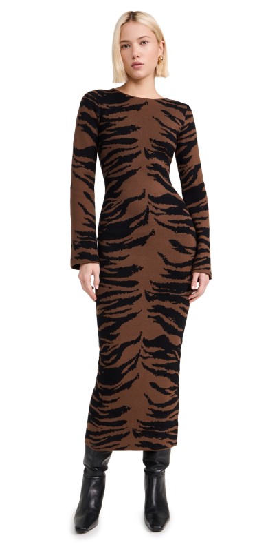 Line & Dot Cecily Sweater Dress Brown Multi