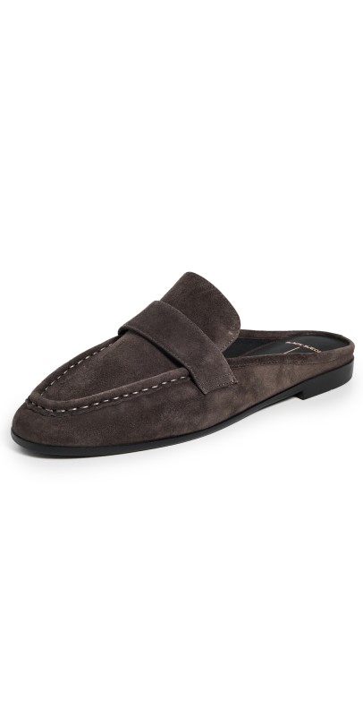 Black Suede Studio Gabby Loafers Hot Fudge Suede
