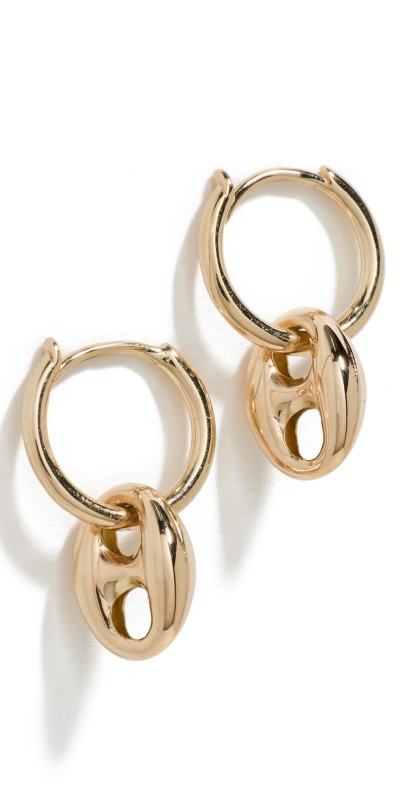 Zoe Chicco 14k Gold Dangling Large Mariner Link 12mm Hinge Huggie Hoops 14k Yellow Gold